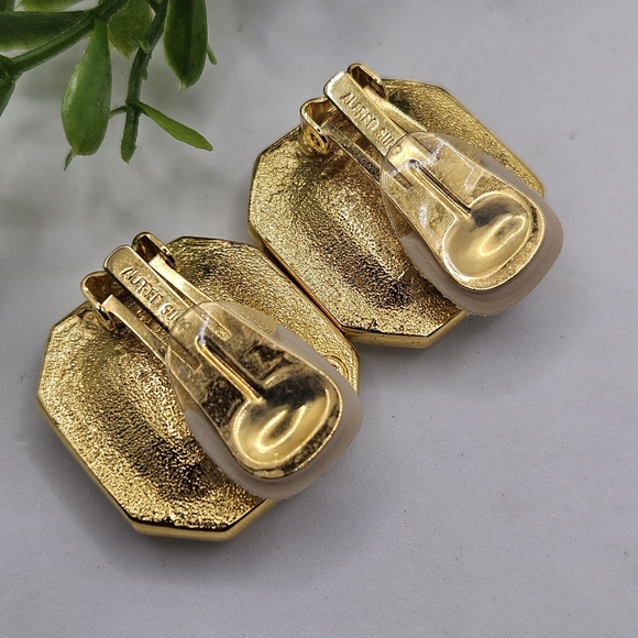 ALFRED SUNG Designer Vintage Faceted Crystal Statement Clip Earrings 80s 90s - Picture 2 of 6
